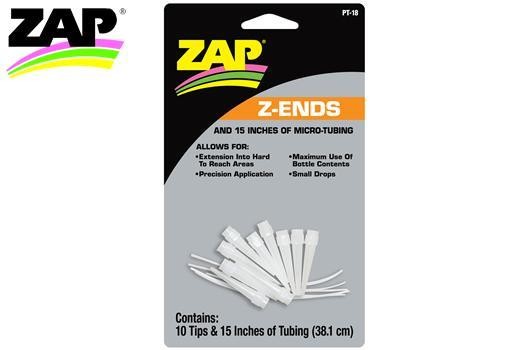 Zap ZPT18 Glue - Z-Ends micro tubing - 10 Extended Tips + 38cm of Micro Tubing (15 in.)