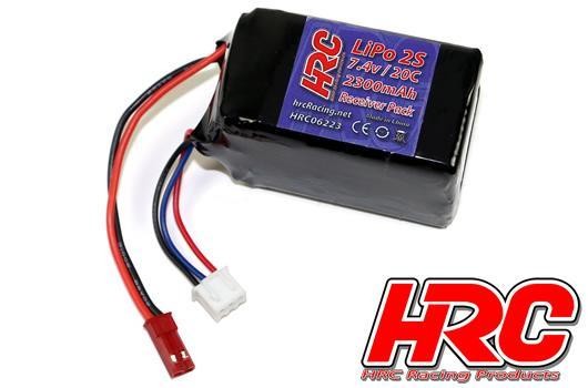 HRC Racing HRC06223HB Battery - LiPo 2S - 7.4V 2300mAh 20C - No Case - Receiver Pack - Hump Style -