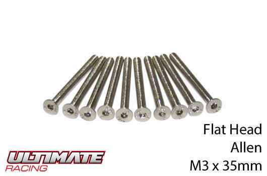 Ultimate Racing UR161335 Screws - Flat Head - Hex (Allen) - M3 x 35mm (10 pcs)