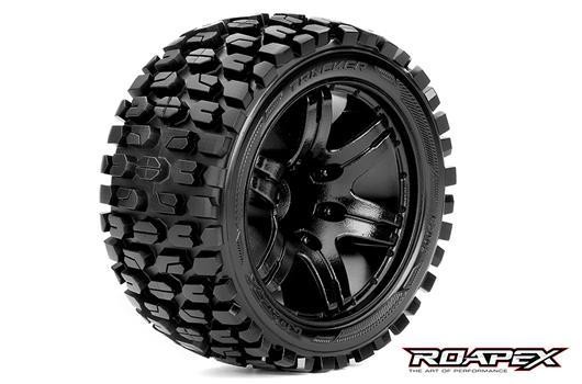 Roapex RXR2002-B2 Tires - 1:10 Stadium Truck - mounted - 1:2 offset - Black wheels - 12mm Hex - Trac