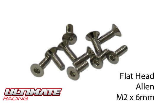 Ultimate Racing UR161206 Screws - Flat Head - Hex (Allen) - M2 x 6mm (10 pcs)