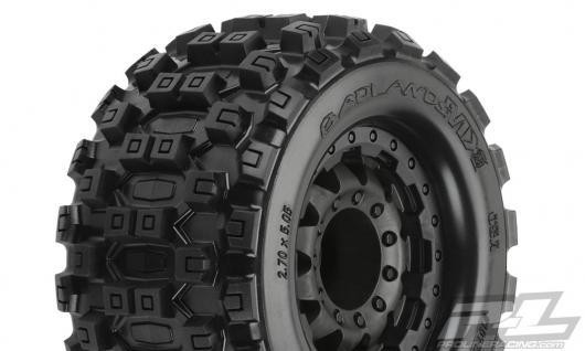 Pro-Line PRO1012518 Tires - 1:10 Truck - 2.8" - mounted - F-11 Black Wheels - 17mm Hex - Badlan
