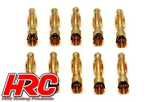 Pro-Line HRC9004S Connector - 4.0mm - Stripe Style - Male (10 pcs) - Gold