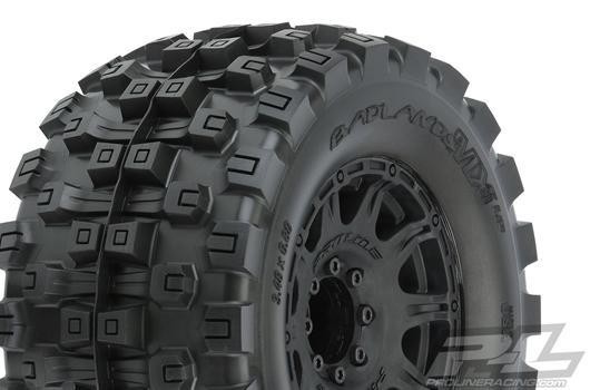 Pro-Line PRO1016610 Tires - Monster Truck - mounted - Raid Black wheels - 8x32 Removable Hex 17mm -