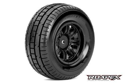 Roapex RXR1001-B Tires - 1:10 Short Course - mounted - Black wheels - 12mm Hex - Trigger (2 pcs)