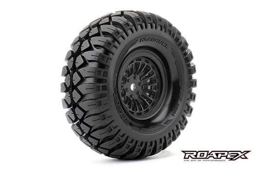 Roapex RXR6003-B Tires - 1:10 Crawler - mounted - 1.9&quot; - Black wheels - 12mm Hex - Booster (2 p
