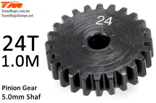 K Factory KF6602-24 Pinion Gear - 1.0M : 5mm Shaft - Steel - 24T