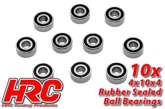 HRC Racing HRC1222RS Ball Bearings - metric - 4x10x4mm Rubber sealed (10 pcs)