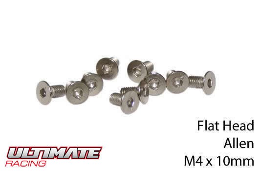 Ultimate Racing UR161410 Screws - Flat Head - Hex (Allen) - M4 x 10mm (10 pcs)