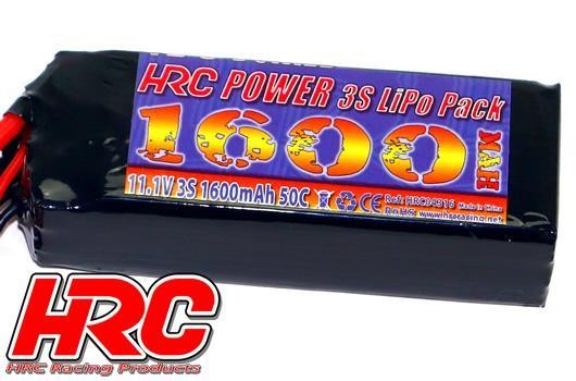 HRC Racing HRC04316T Battery - LiPo 3S - 11.1V 1600mAh 50C No Case RC Car Micro - TRX Plug 97x30x20m