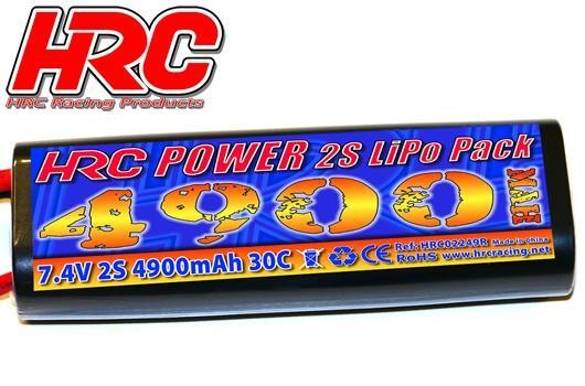 HRC Racing HRC02249RT Battery - LiPo 2S - 7.4V 4900mAh 30C - RC Car - Rounded Hard Case - Tamiya 46.