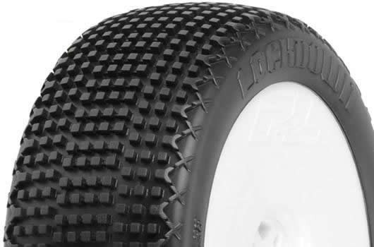 Pro-Line PRO9051034 Tires - 1:8 Buggy - mounted - Light Velocity White wheels - 17mm Hex - LockDown
