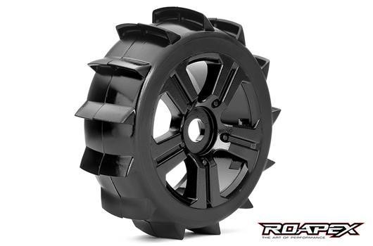 Roapex RXR5004-B Tires - 1:8 Buggy - mounted - Black wheels - 17mm Hex - Paddle (2 pcs)