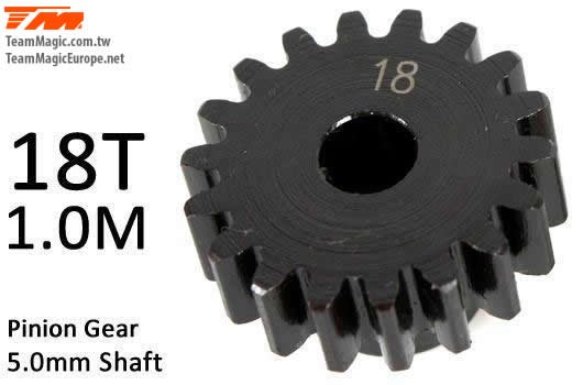K Factory KF6602-18 Pinion Gear - 1.0M : 5mm Shaft - Steel - 18T