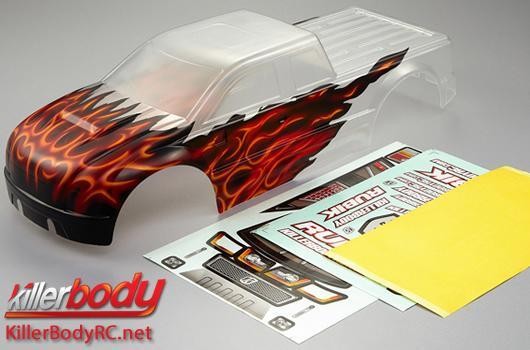 KillerBody KBD48205 Body - Monster Truck - Scale - Pre-Painted - Rubik - Flame pattern - fits Traxxa