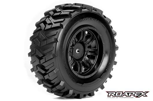Roapex RXR1004-B Tires - 1:10 Short Course - mounted - Black wheels - 12mm Hex - Morph (2 pcs)