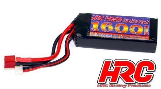 HRC Racing HRC04316D Battery - LiPo 3S - 11.1V 1600mAh 50C No Case RC Car Micro - Ultra T - 75x35x1