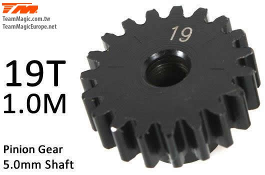 K Factory KF6602-19 Pinion Gear - 1.0M : 5mm Shaft - Steel - 19T