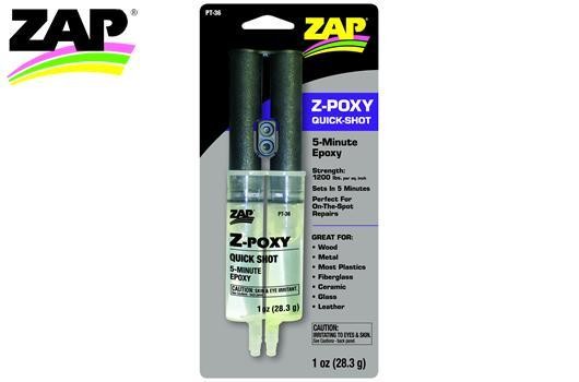 Zap ZPT36 Glue - Z-Poxy - Quick Shot Dual Syringe - 28.3g (1 oz.)