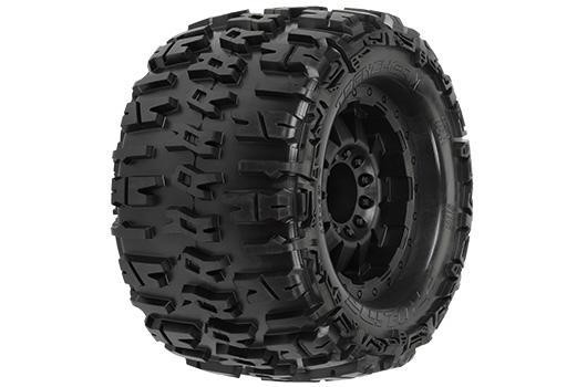 Pro-Line PRO118413 Tires - Monster Truck - mounted - Black F-11 1:2&quot; Offset wheels - 17mm Hex -