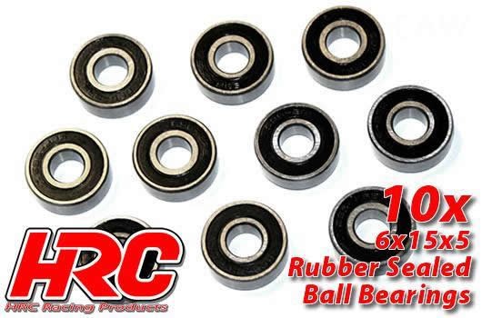 HRC Racing HRC1260RS Ball Bearings - metric - 6x15x5mm Rubber sealed (10 pcs)