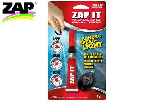 Zap Z90002 Glue - ZAP IT - with Blue Light Activator - 4g (.14 oz.)