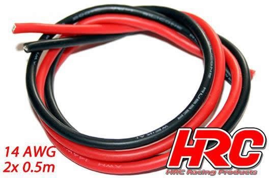 Pro-Line HRC9531 Cable - 14 AWG: 2.0mm2 - Silver (400 x 0.08) - Red and Black (0.5m each)