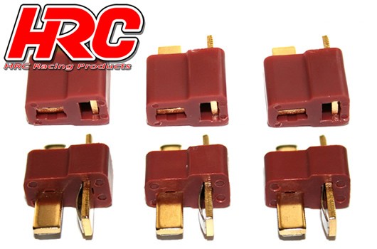 Pro-Line HRC9030 Connector - Ultra T Plug - Male & Female (3 pcs each) - Gold