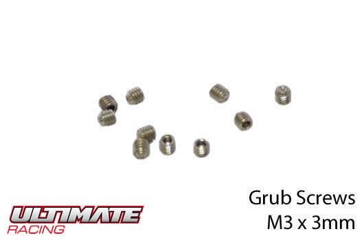 Ultimate Racing UR164303 Grub Screws - M3 x 3mm (10 pcs)
